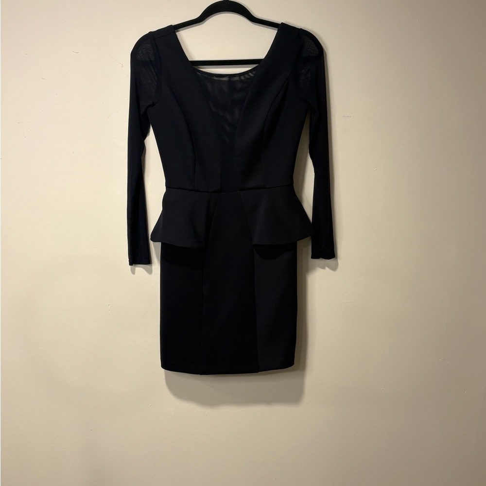 Arden B Black Long Sleeve Peplum Dress